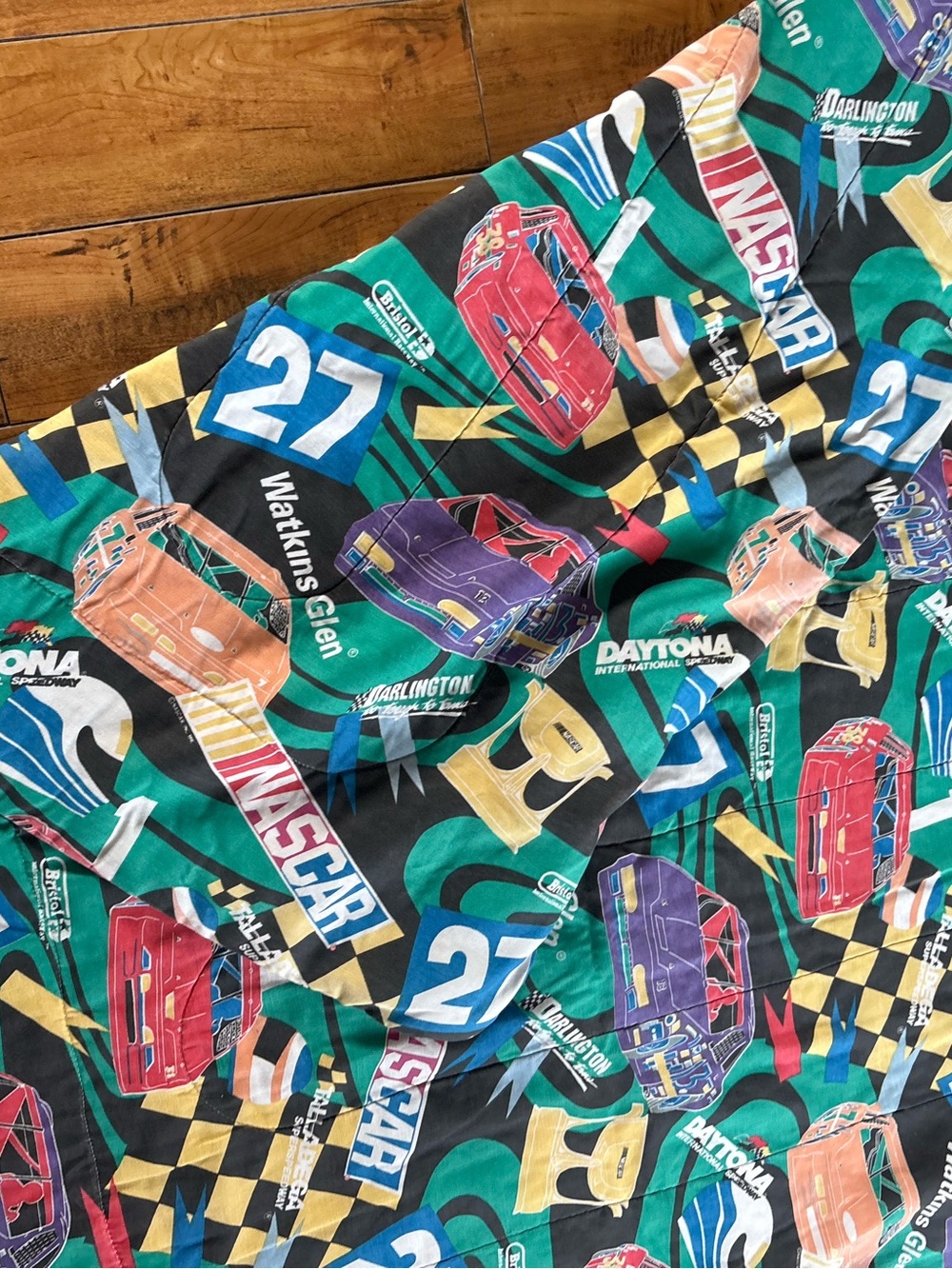 Vintage Nascar twin comforter blanket 1995 Daytona Watkins Glen bedding - Picture 3 of 3